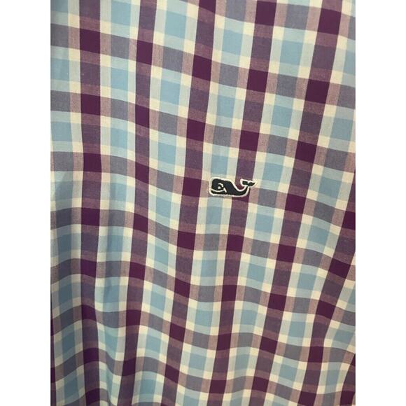VINEYARD VINES, MENS BUTTON DOWN, WHALE SHIRT,‎ PURPLE & BLUE PLAID, SIZE XL - Picture 2 of 4